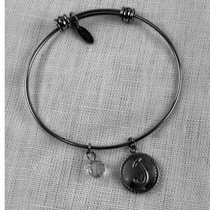 Alex and Ani Initial J Charm Bangle Bracelet Silver Tone Monogram Friend Gift